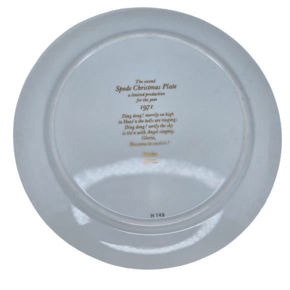 Vintage Spode 1971 Christmas Plate Angel Gold Trim Bone China 2nd in Series H149 - Picture 3 of 4